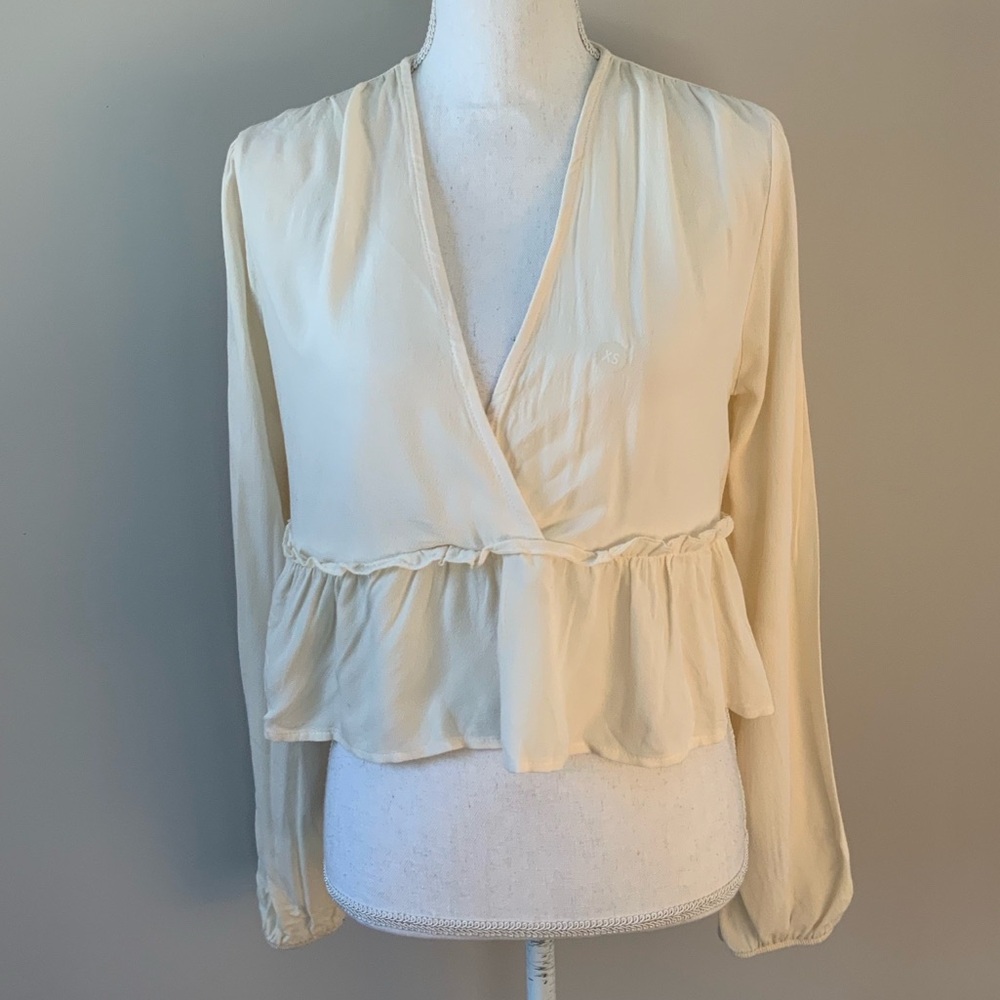 Pacsun Elegant Cream Wrap Crop Top